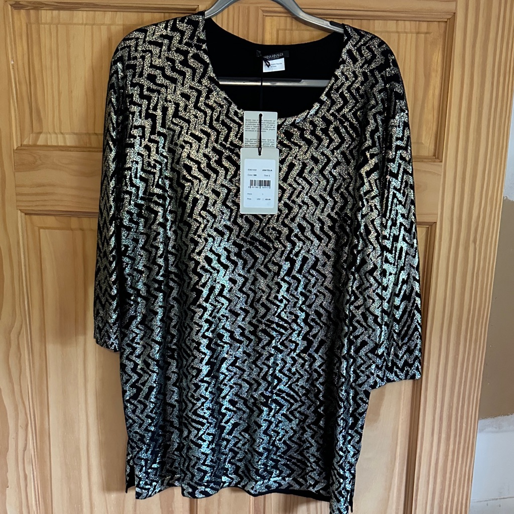 Marina Rinaldi Metallic Zigzag Blouse